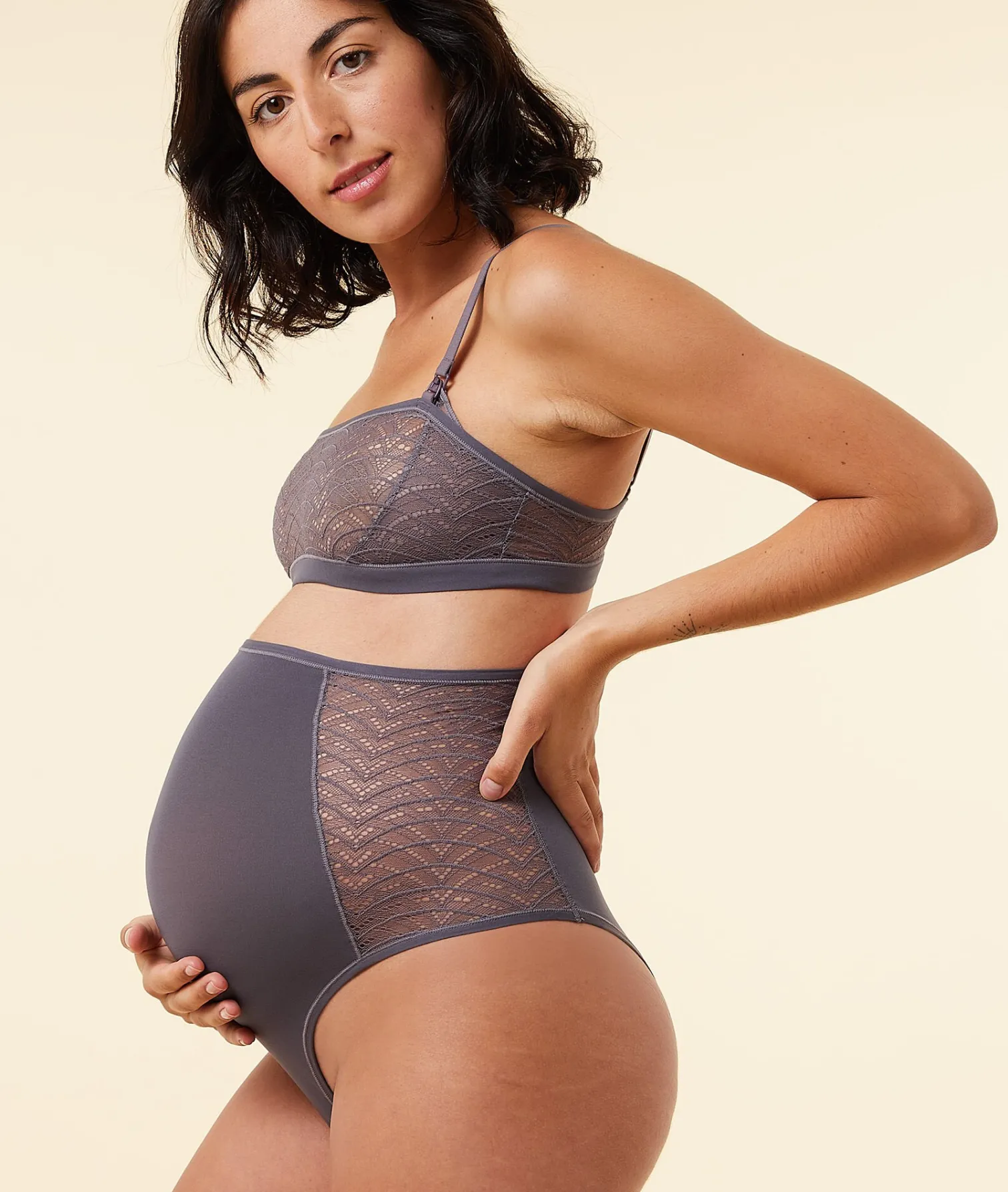 Etam High-Waist Tanga in Lace and Microfiber GARNETBORDEAUX Fashion