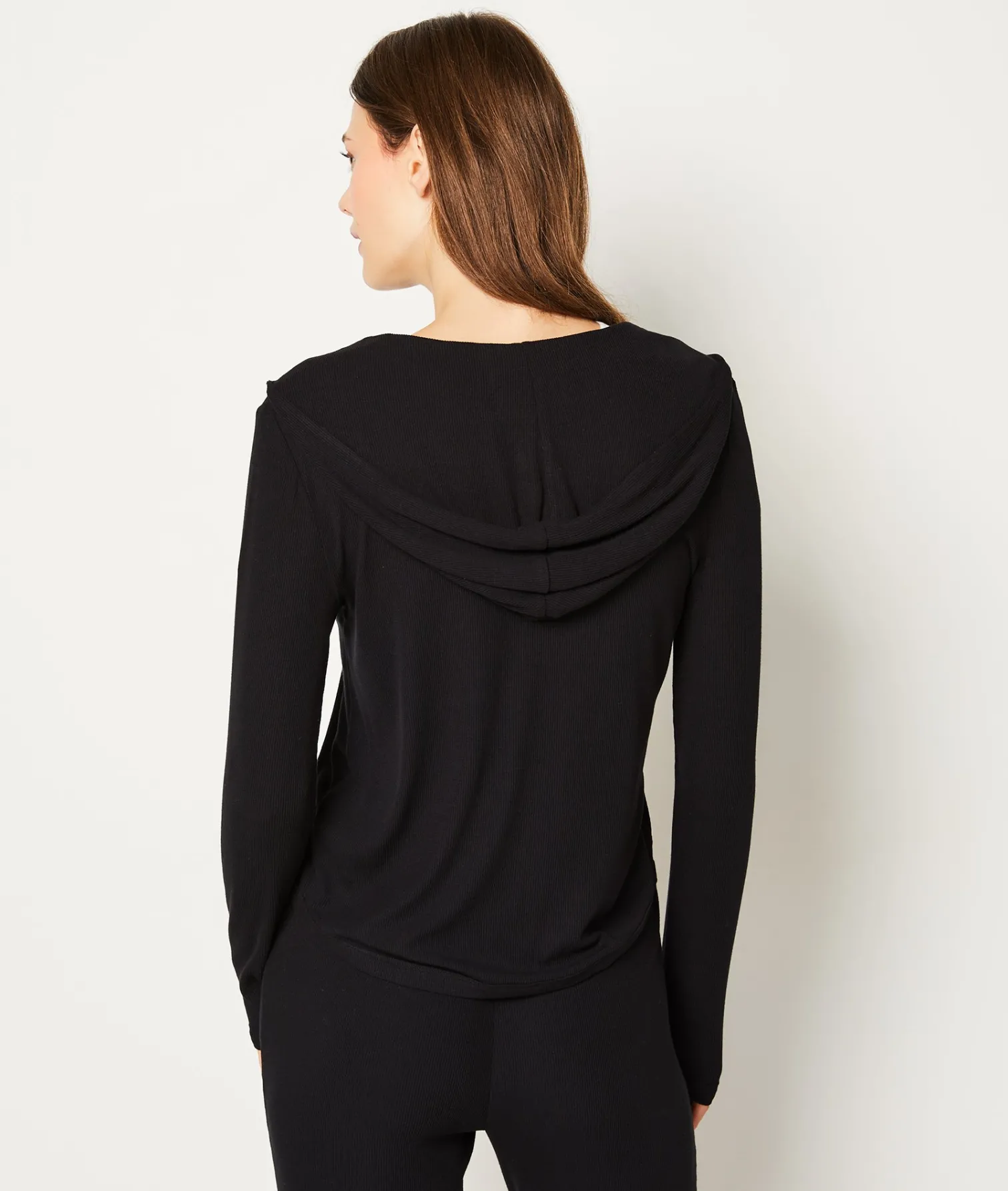 Etam Hooded Zip-up Pyjama Sweatshirt BLACK Flash Sale