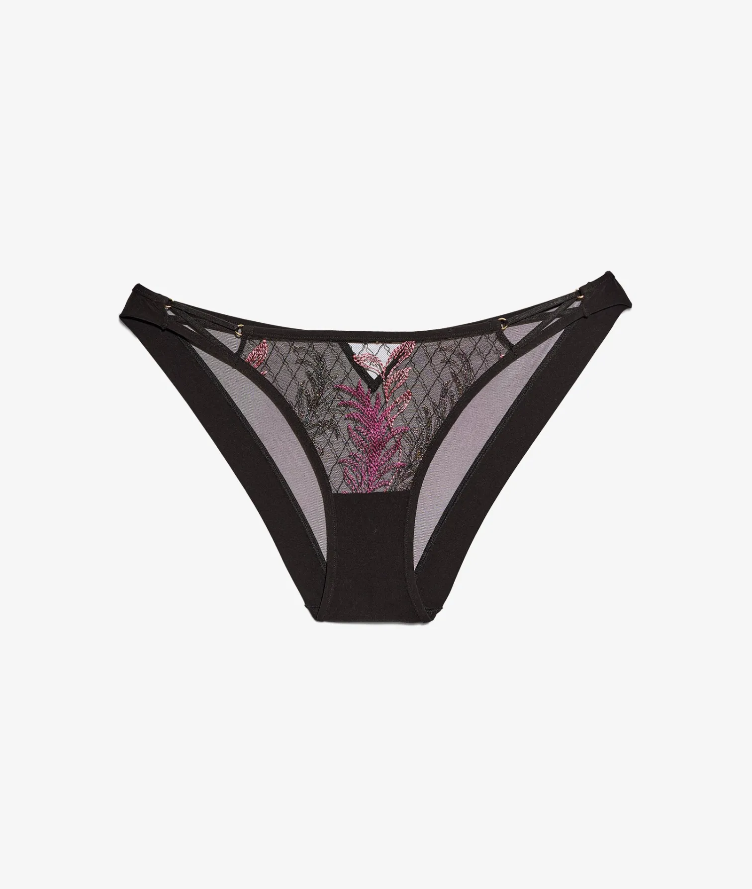 Etam Iridescent Embroidered Brief BLACK Fashion