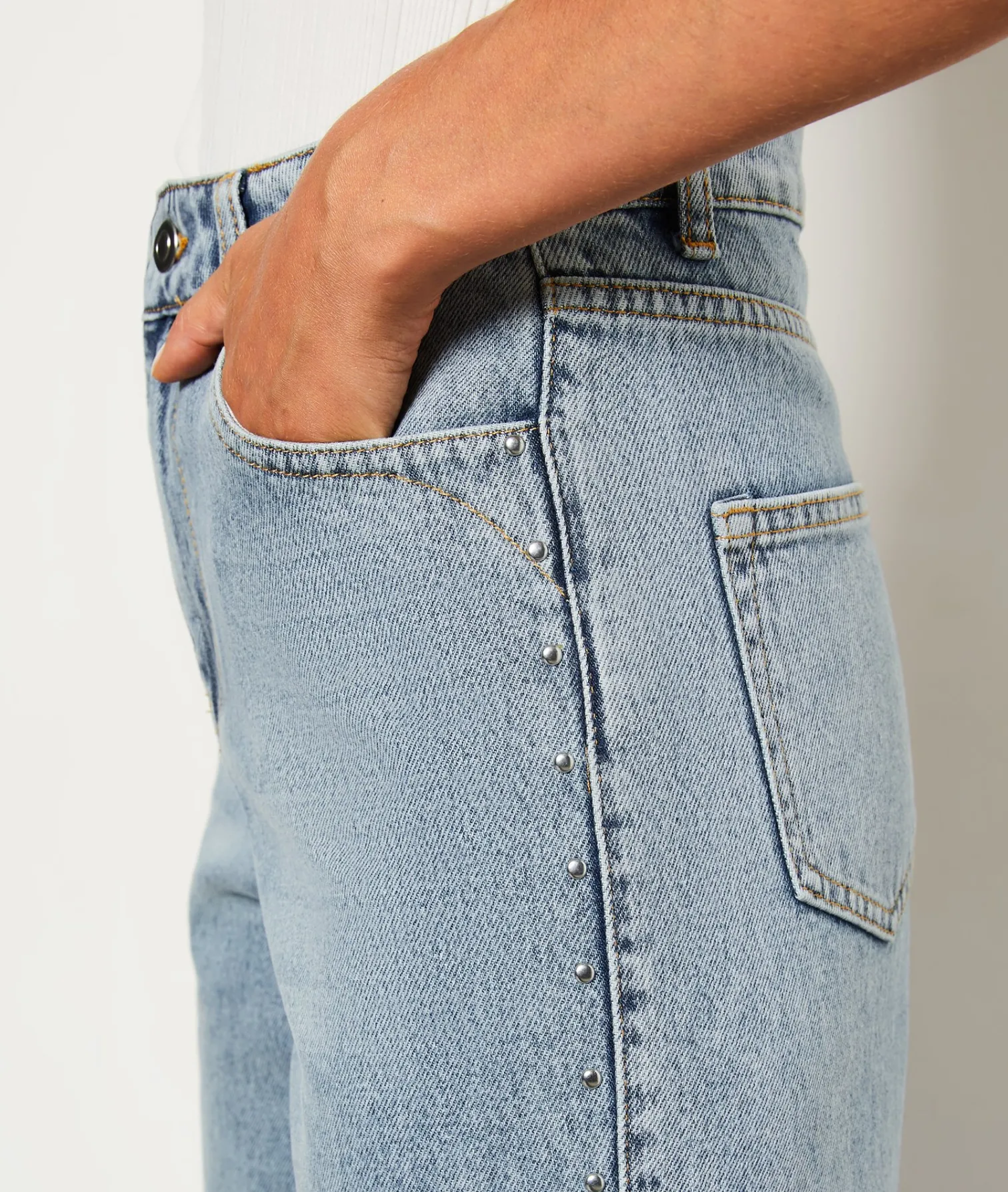 Etam Jean coupe droite avec clous BLEUROYAL Clearance