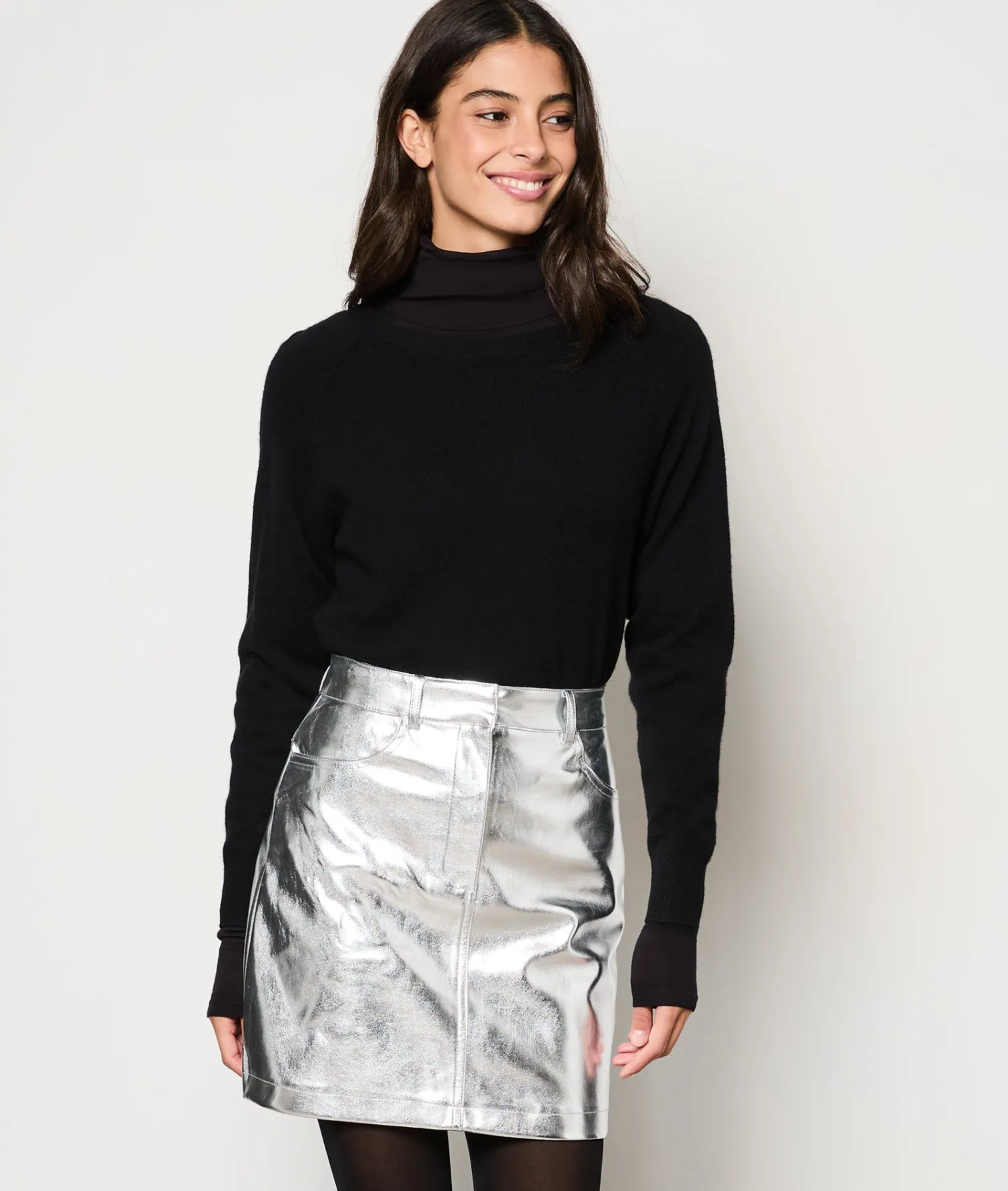 Etam Jupe courte métallisé ARGENT Discount