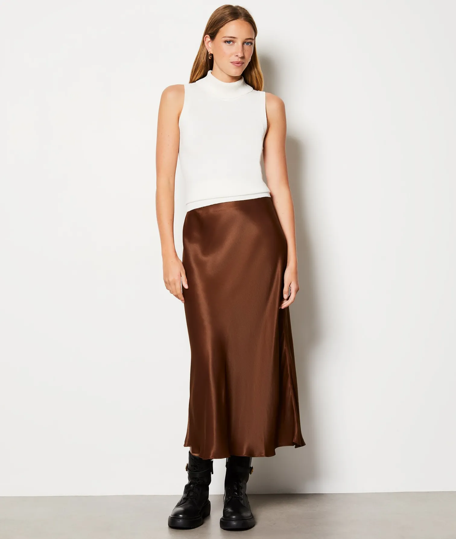 Etam Jupe longue fluide CHOCOLAT Sale
