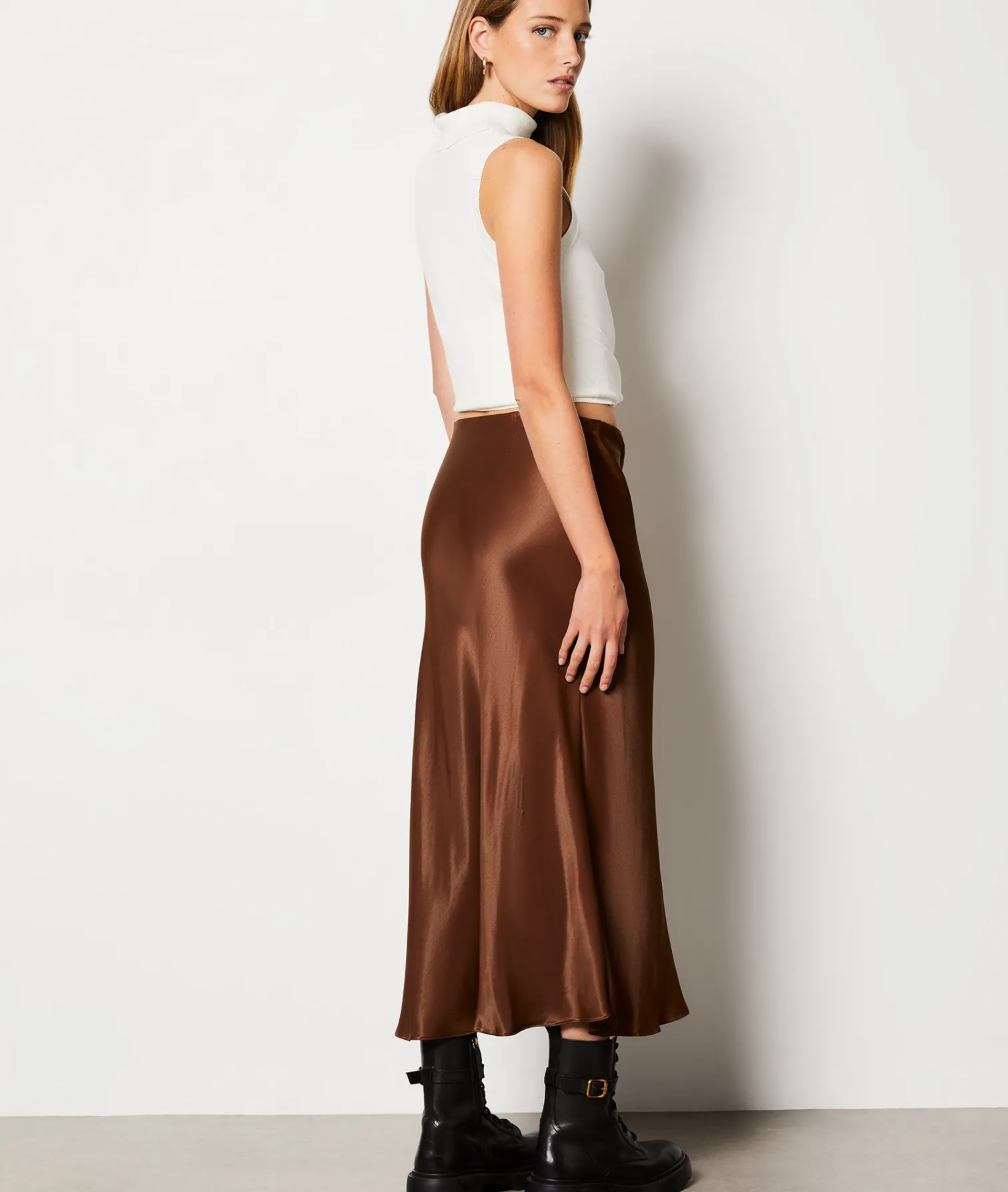 Etam Jupe longue fluide CHOCOLAT Sale