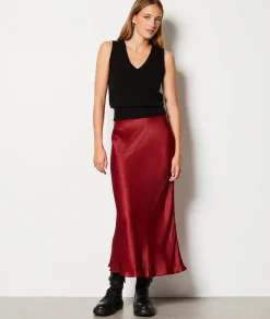 Etam Jupe longue fluide BORDEAUXGRENAT Shop