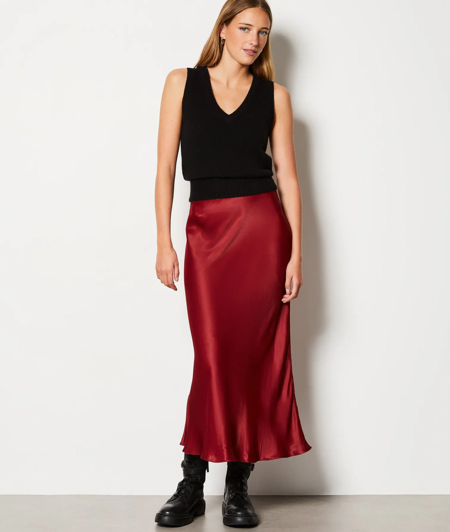 Etam Jupe longue fluide BORDEAUXGRENAT Shop