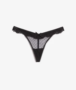 Etam Lace & Tulle Thong NOIR Hot
