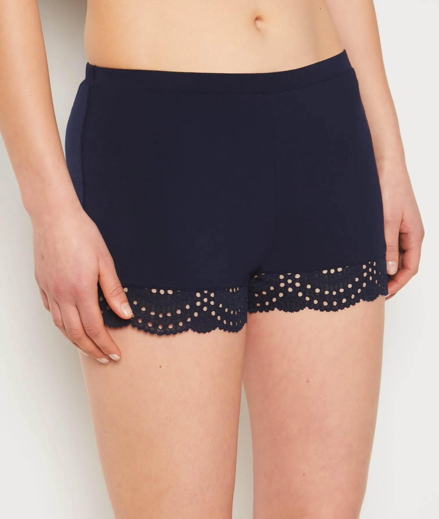 Etam Lace Detail Modal Pyjama Shorts MARINE Sale