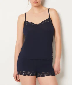 Etam Lace Detail Modal Pyjama Shorts MARINE Sale