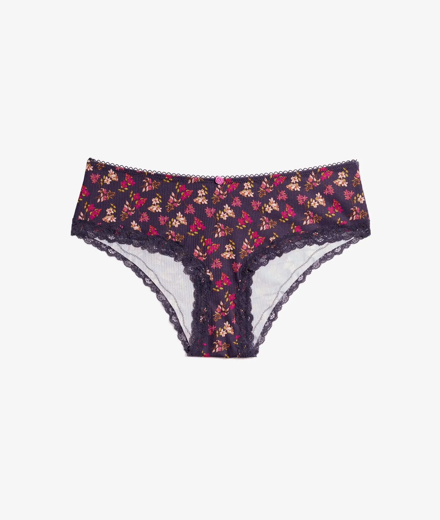 Etam Lace Detail Printed Boyshort IMPFDBLACK Discount