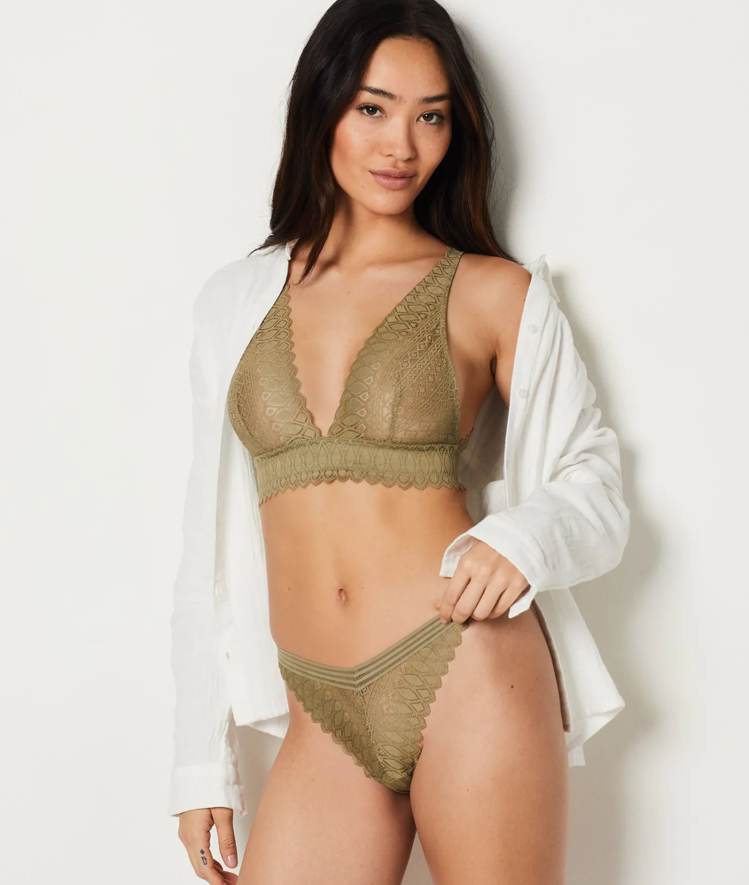 Etam Lace Tanga KHAKI Cheap