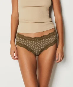 Etam Lace-Trimmed Boyshort GREENBACKGROUNDPRINT Sale