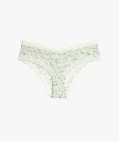Etam Lace-Trimmed Hipster EcruPrintedFabric Fashion