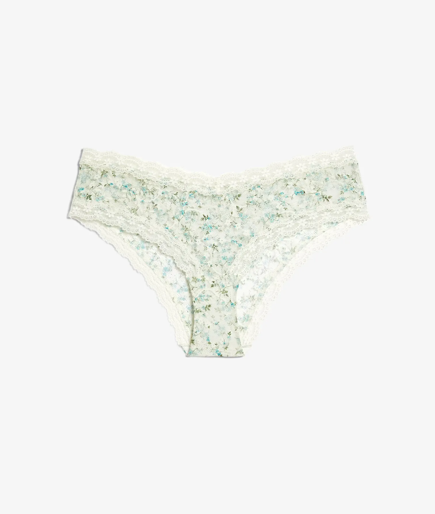 Etam Lace-Trimmed Hipster EcruPrintedFabric Fashion