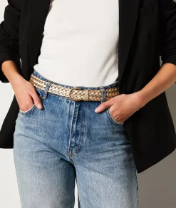 Etam Leather Belt GOLD Cheap