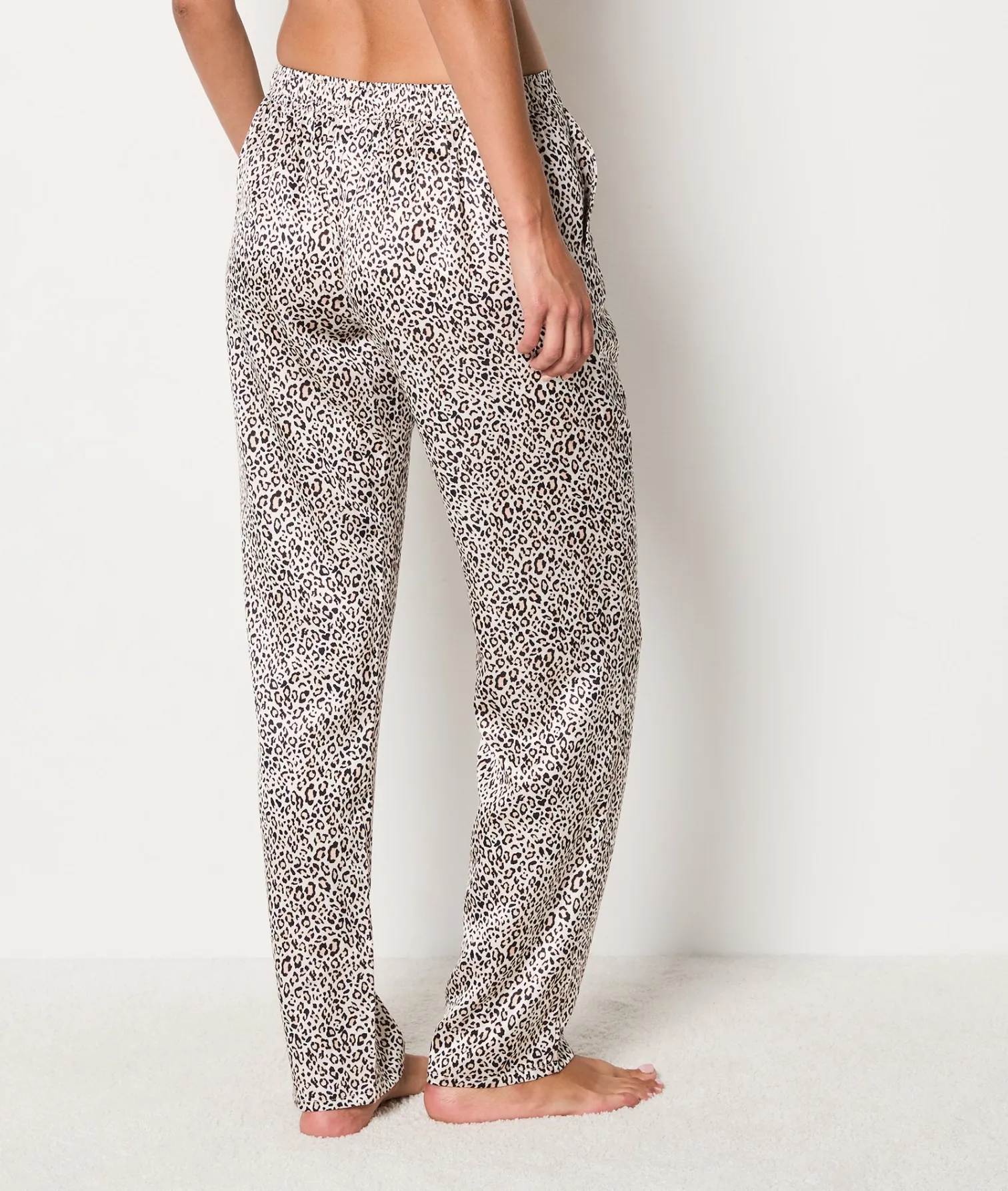 Etam Leopard Print Satin Trousers EcruPrintedFabric Fashion