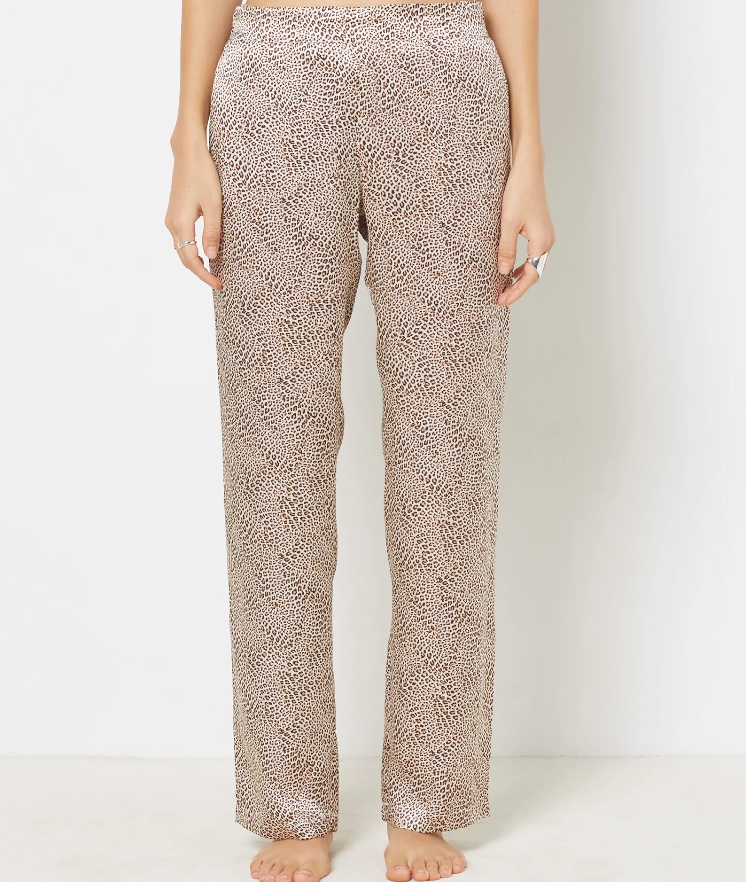 Etam Leopard Print Silk Trousers BrownIMPFD Hot