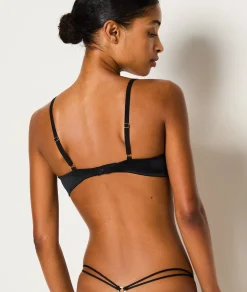 Etam Lightly Lined Bra in Tulle and Silk BLACK Clearance