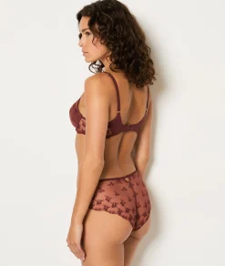 Etam Lightly Lined Embroidered Bra TERRACOTTA Fashion