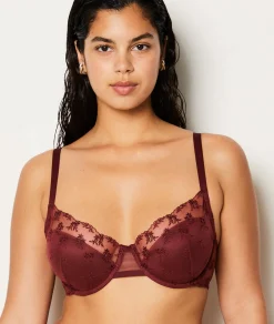 Etam Lightly Lined Embroidered Bra TERRACOTTA Fashion