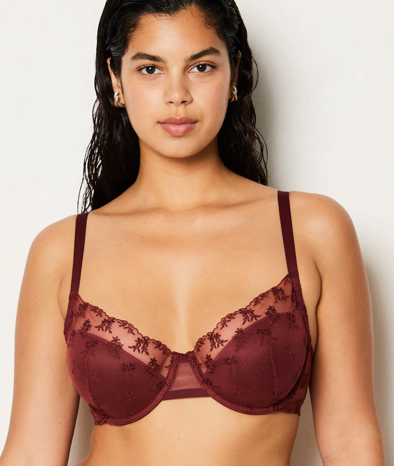 Etam Lightly Lined Embroidered Bra TERRACOTTA Fashion