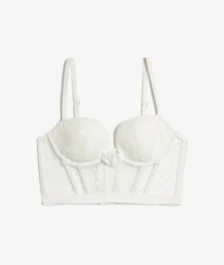 Etam Lightly Lined Lace Bustier Bra ECRU Outlet