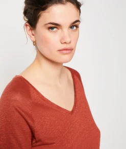 Etam Linen Pyjama T-shirt Brown Hot