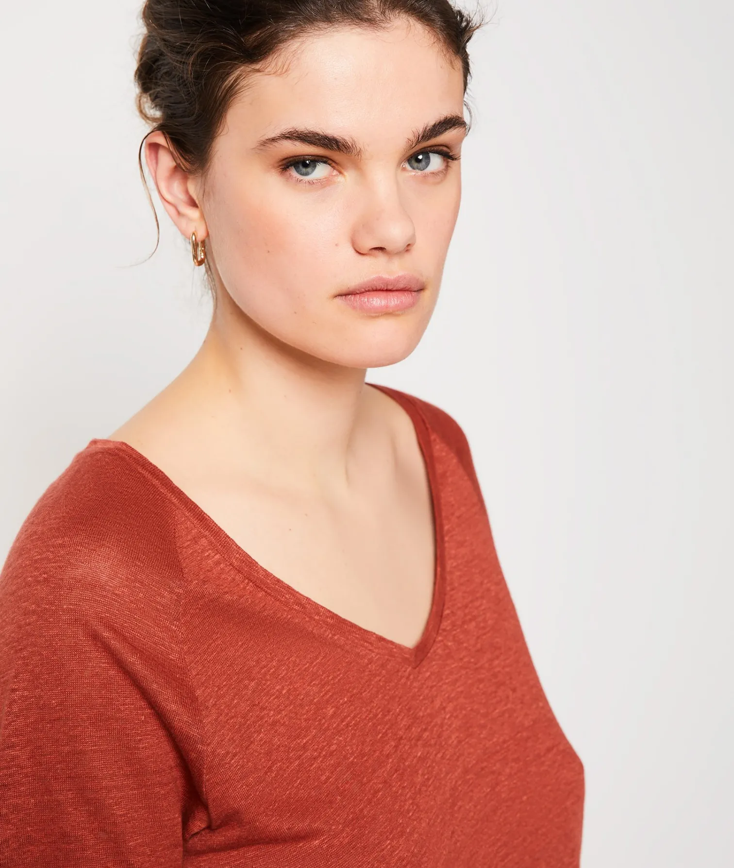 Etam Linen Pyjama T-shirt Brown Hot