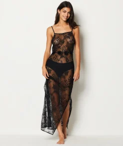 Etam Long Lace Nightdress BLACK Store
