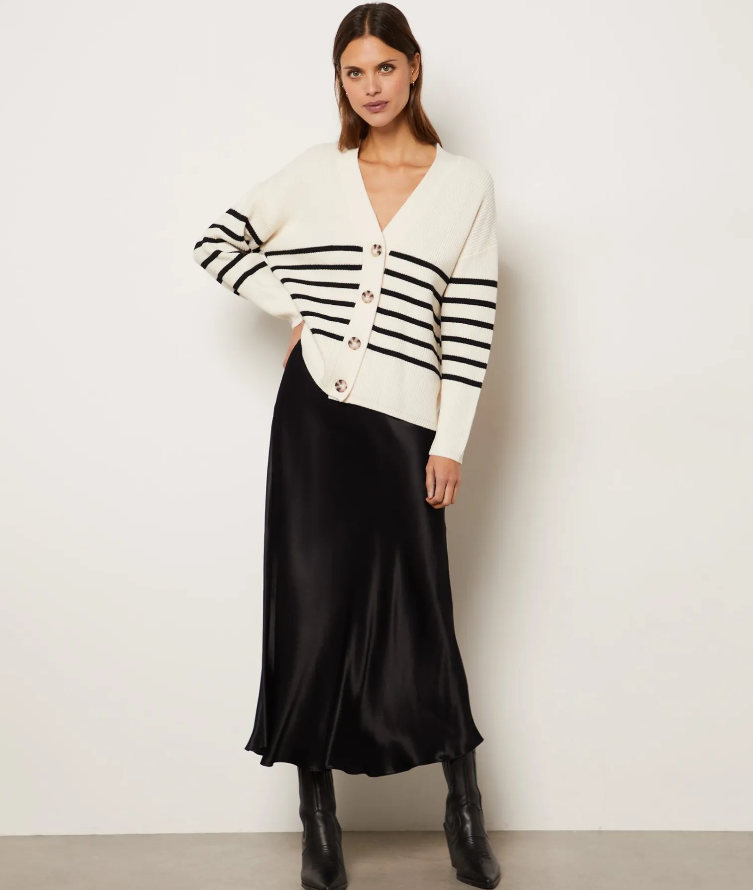 Etam Long Satin Skirt NOIR Best Sale