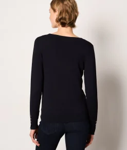 Etam Long Sleeve V-Neck Sweater MARINE Clearance