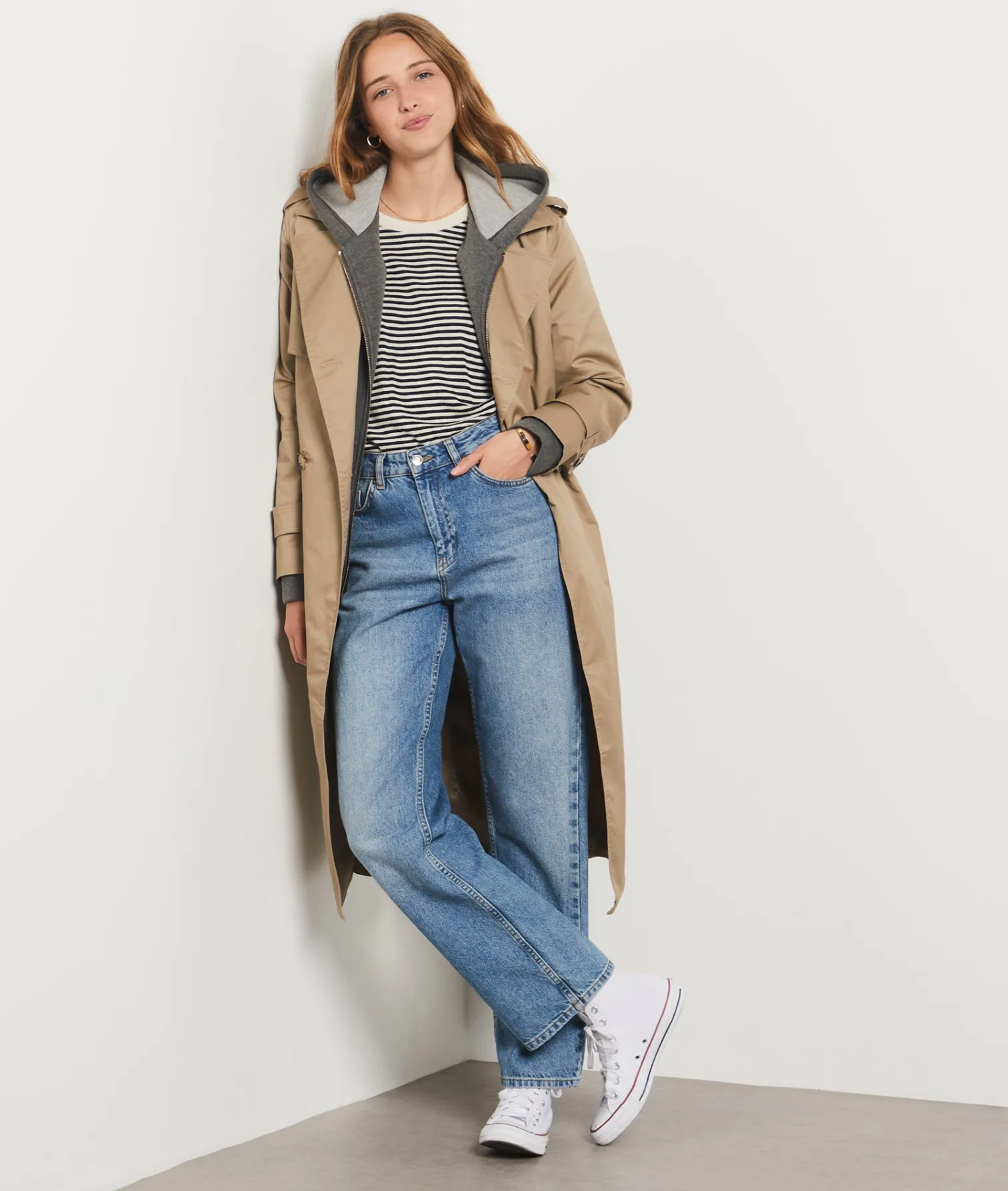 Etam Long Trench Coat BEIGE Cheap