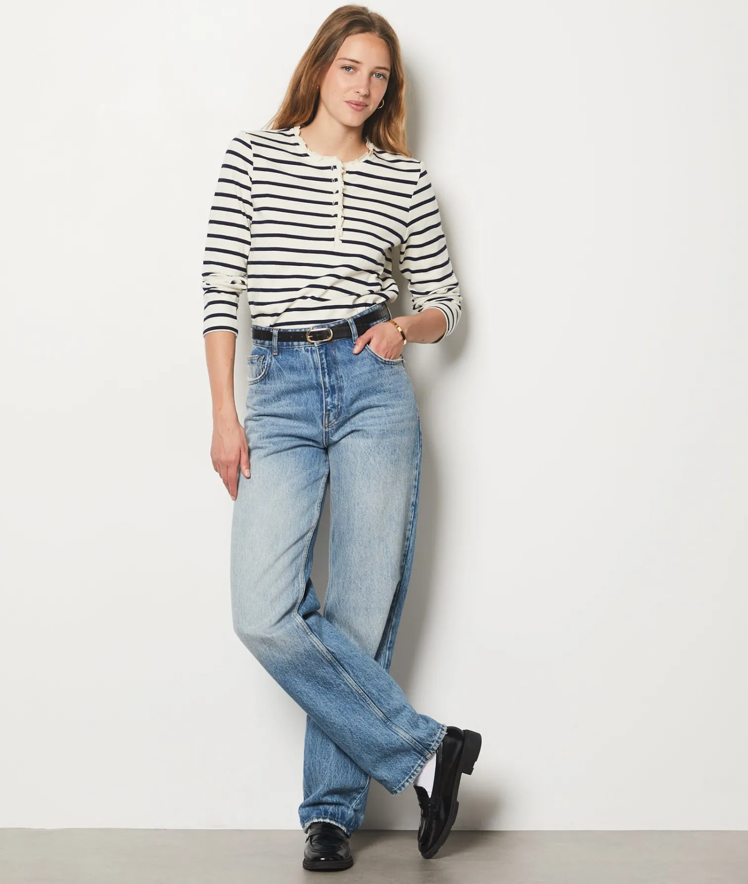 Etam Long-sleeved Breton polo shirt WHITEIMPFD Clearance