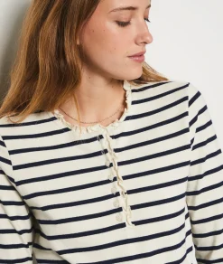Etam Long-sleeved Breton polo shirt WHITEIMPFD Clearance