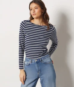 Etam Long-sleeved Breton T-shirt MARINE Best Sale
