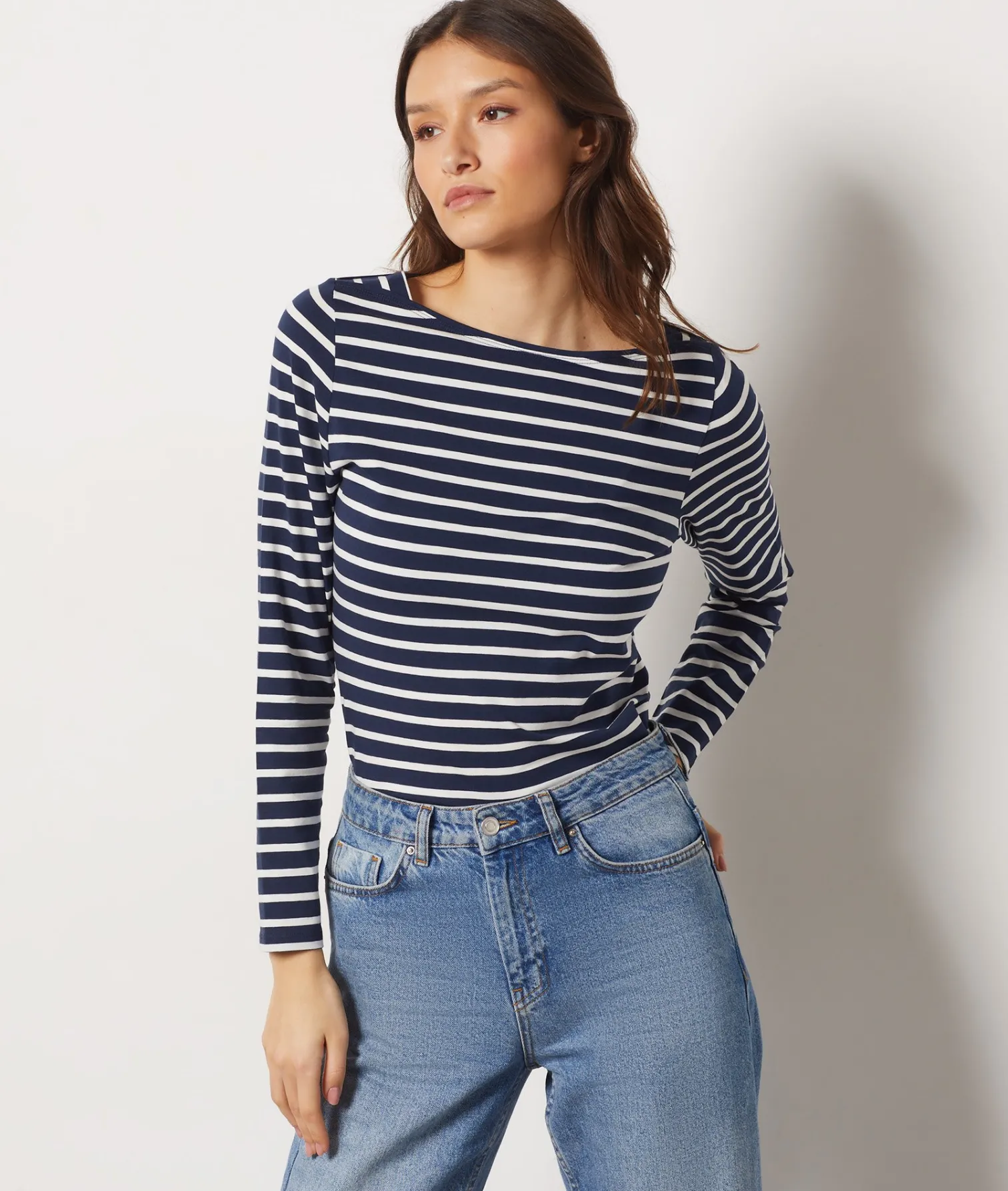 Etam Long-sleeved Breton T-shirt MARINE Best Sale