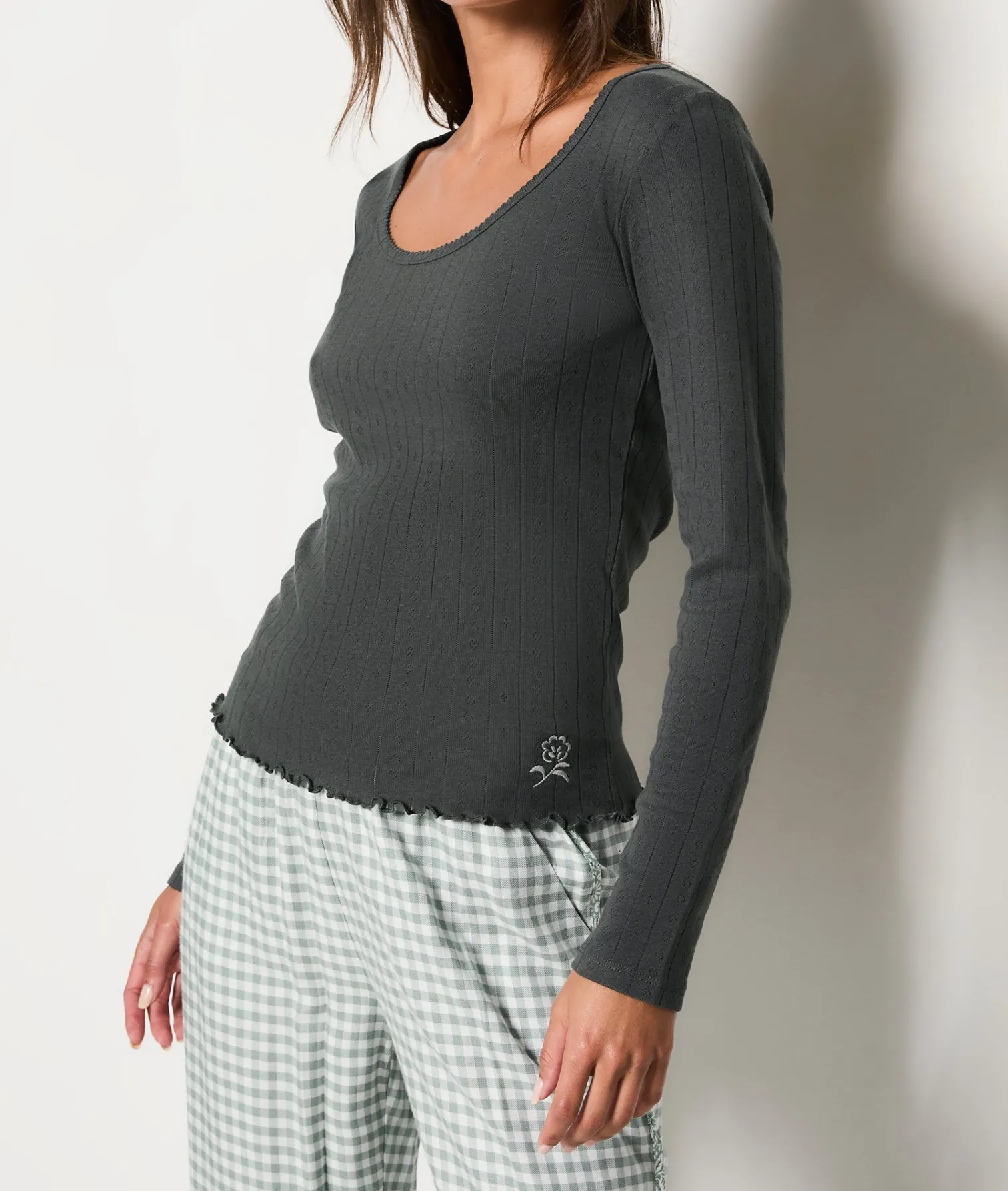 Etam Long-sleeved Pyjama T-shirt GREEN Hot