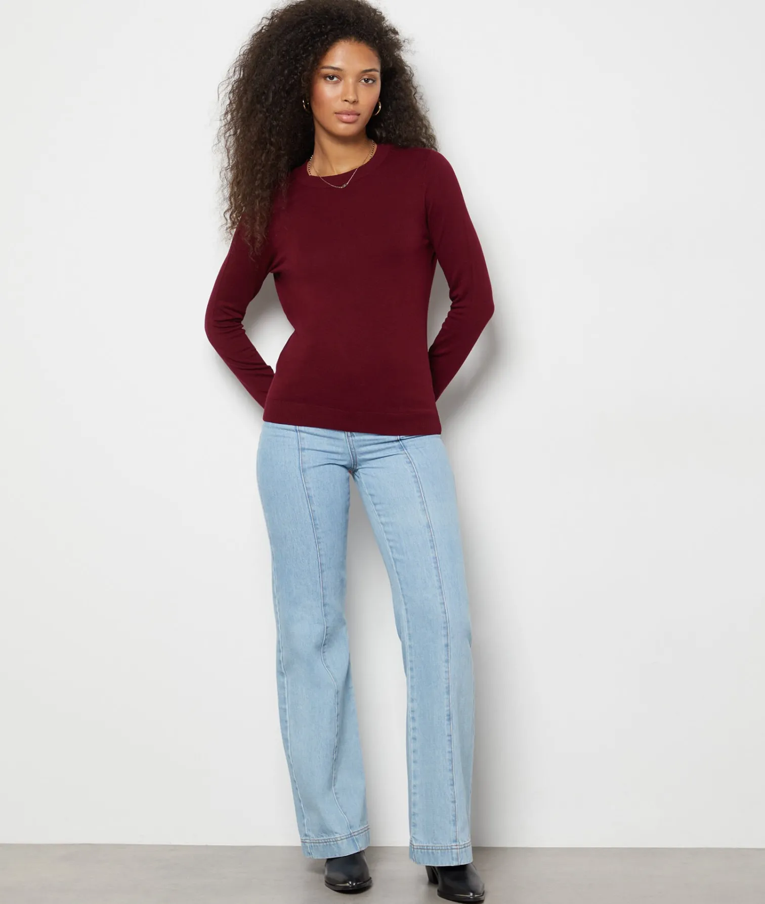 Etam Long-sleeved Round Neck Sweater GARNETBORDEAUX Flash Sale