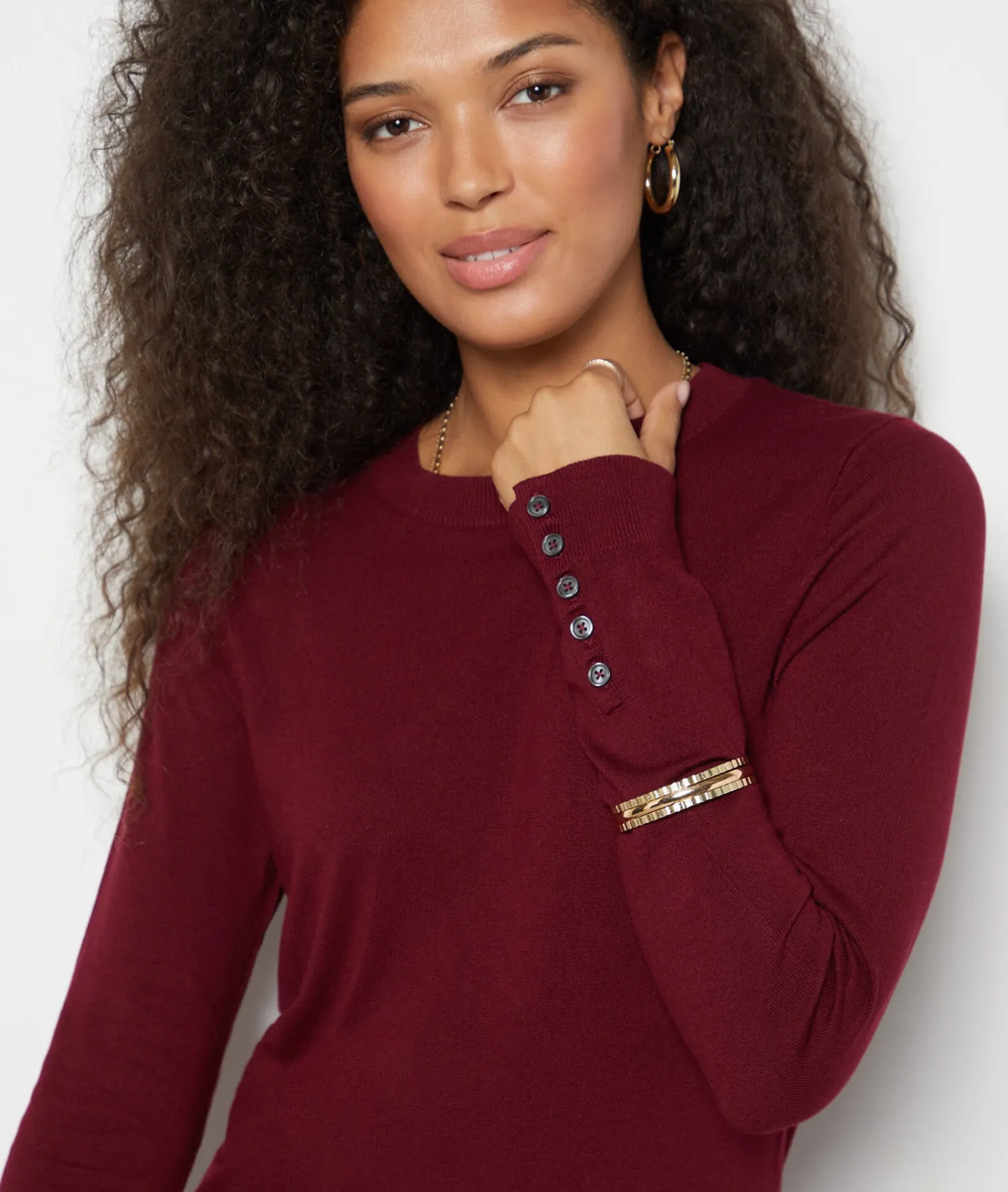 Etam Long-sleeved Round Neck Sweater GARNETBORDEAUX Flash Sale