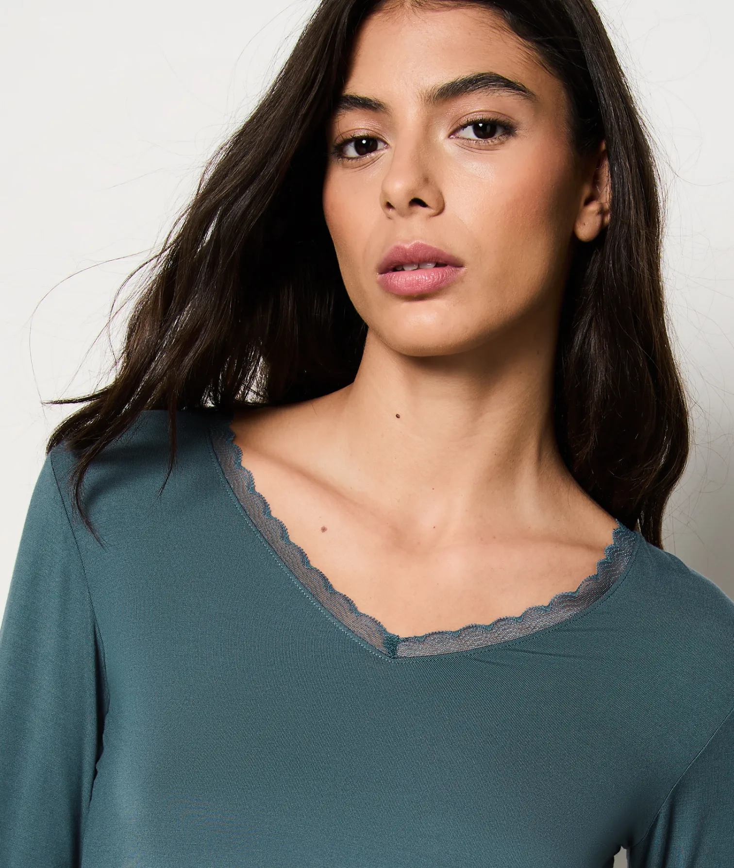 Etam Long-sleeved Thermal Knit T-shirt BLUE Cheap