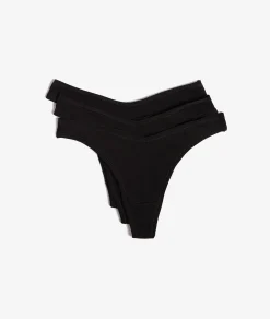 Etam Lot de 3 tangas en coton NOIR Best Sale