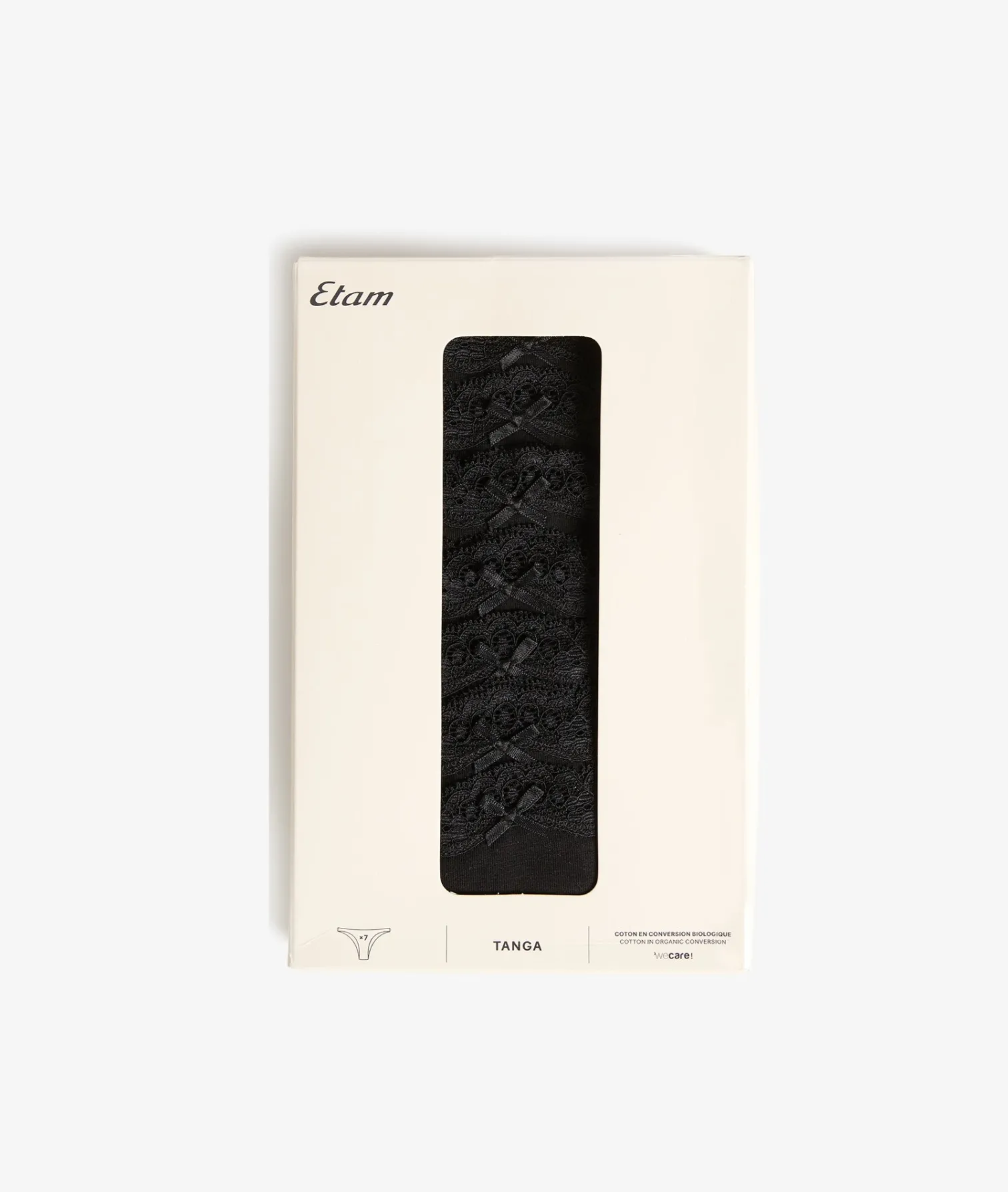 Etam Lot de 7 tangas en coton et dentelle NOIR Online