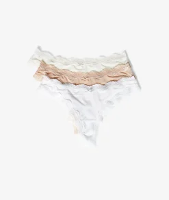Etam Lot de 3 tangas en microfibre et dentelle MULTICOLORE Sale