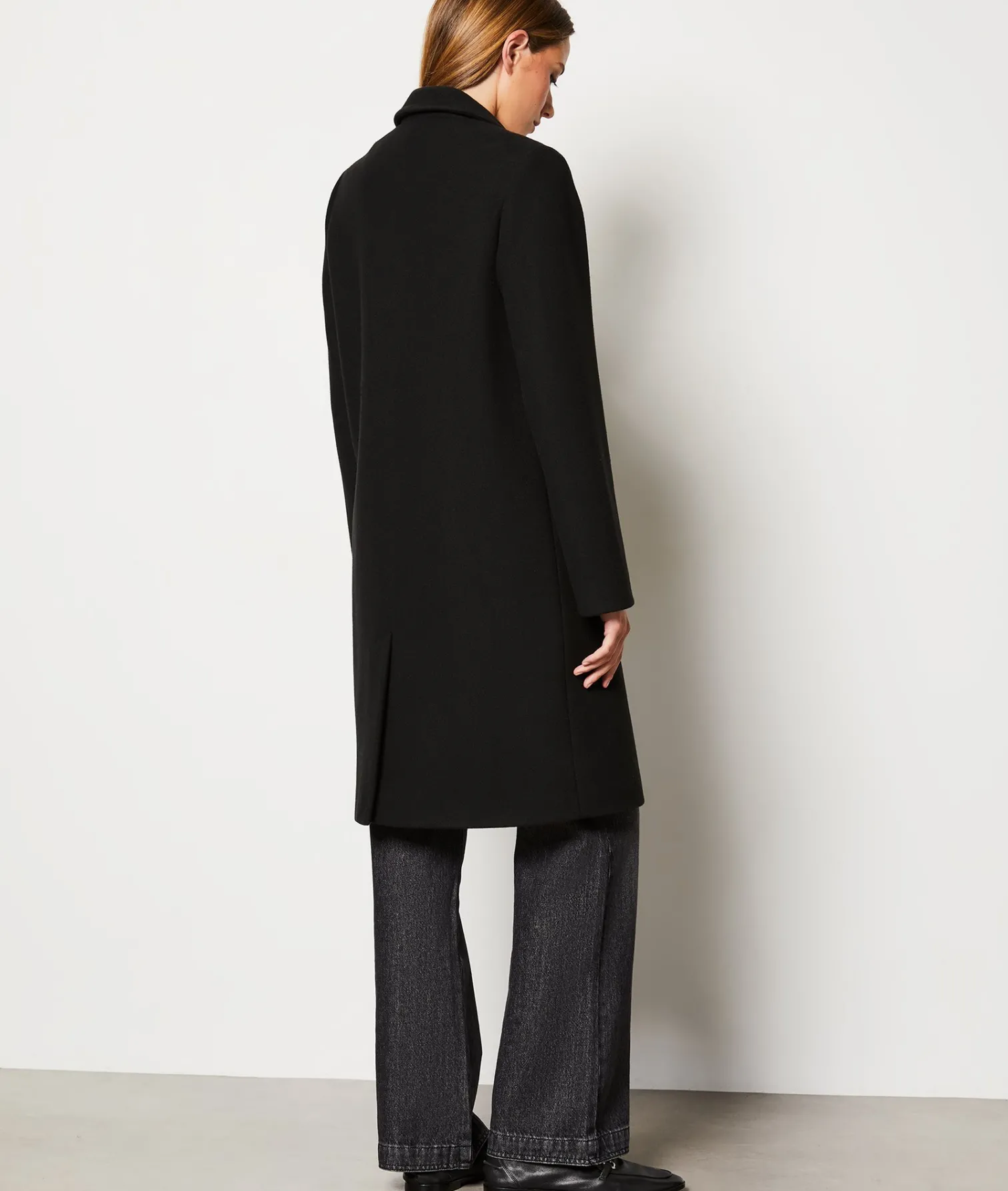 Etam Manteau long boutonné avec laine NOIR Outlet