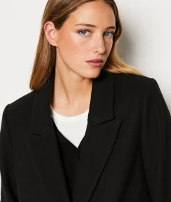 Etam Manteau long boutonné avec laine NOIR Outlet