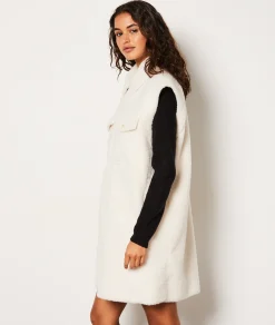 Etam Manteau sans manches en fausse fourrure ECRU Outlet
