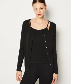 Etam Matching Cardigan and Pyjama Camisole ANTHRACITE Sale