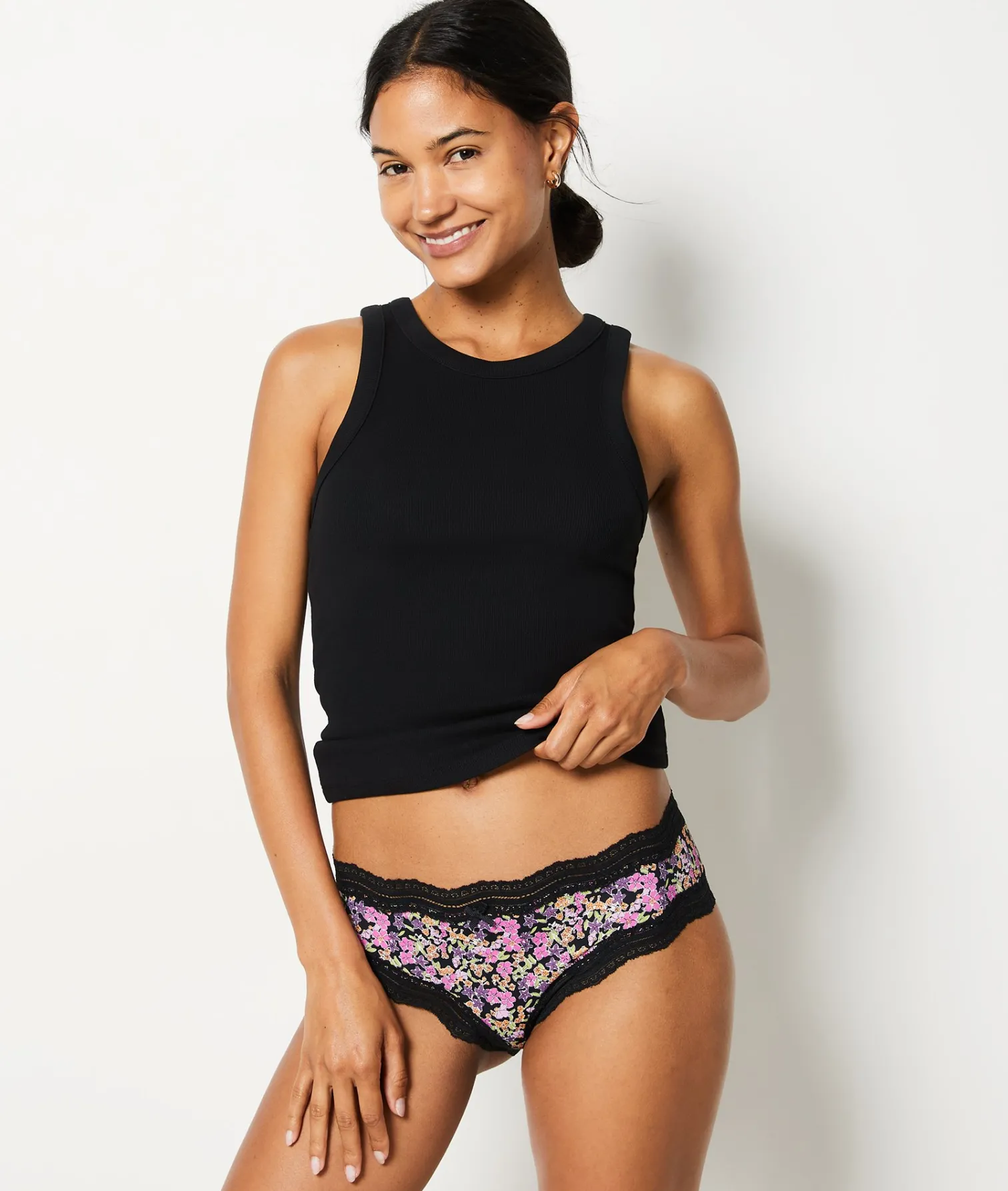 Etam Microfiber and Lace Boyshort IMPFDBLACK Outlet