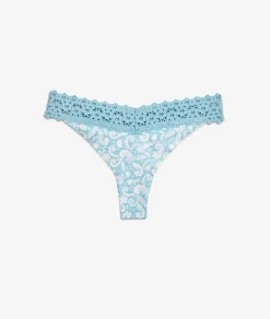 Etam Microfiber and Lace Tanga BLUEGREENPRINT Discount