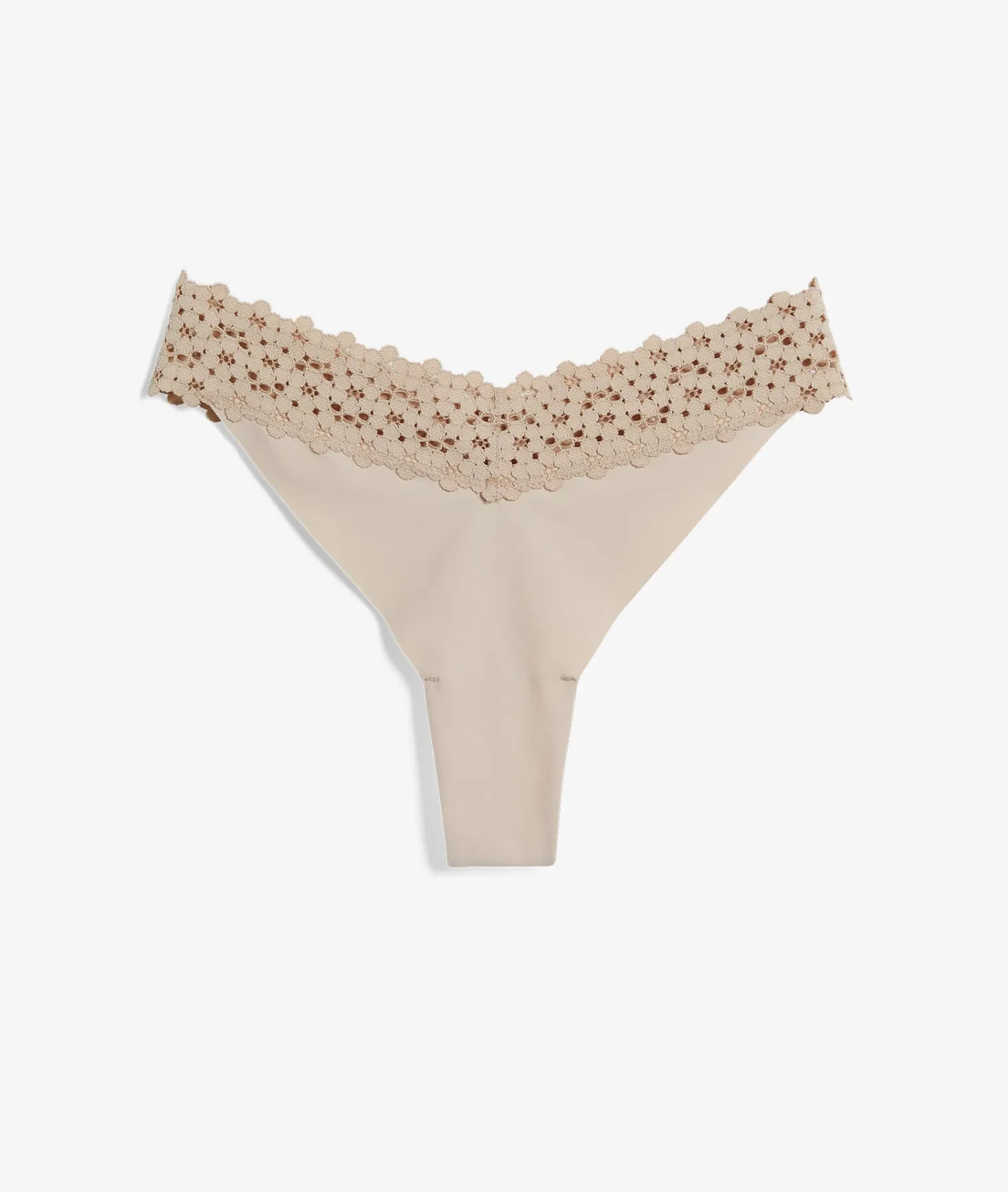 Etam Microfiber And Lace Thong LINEN Sale