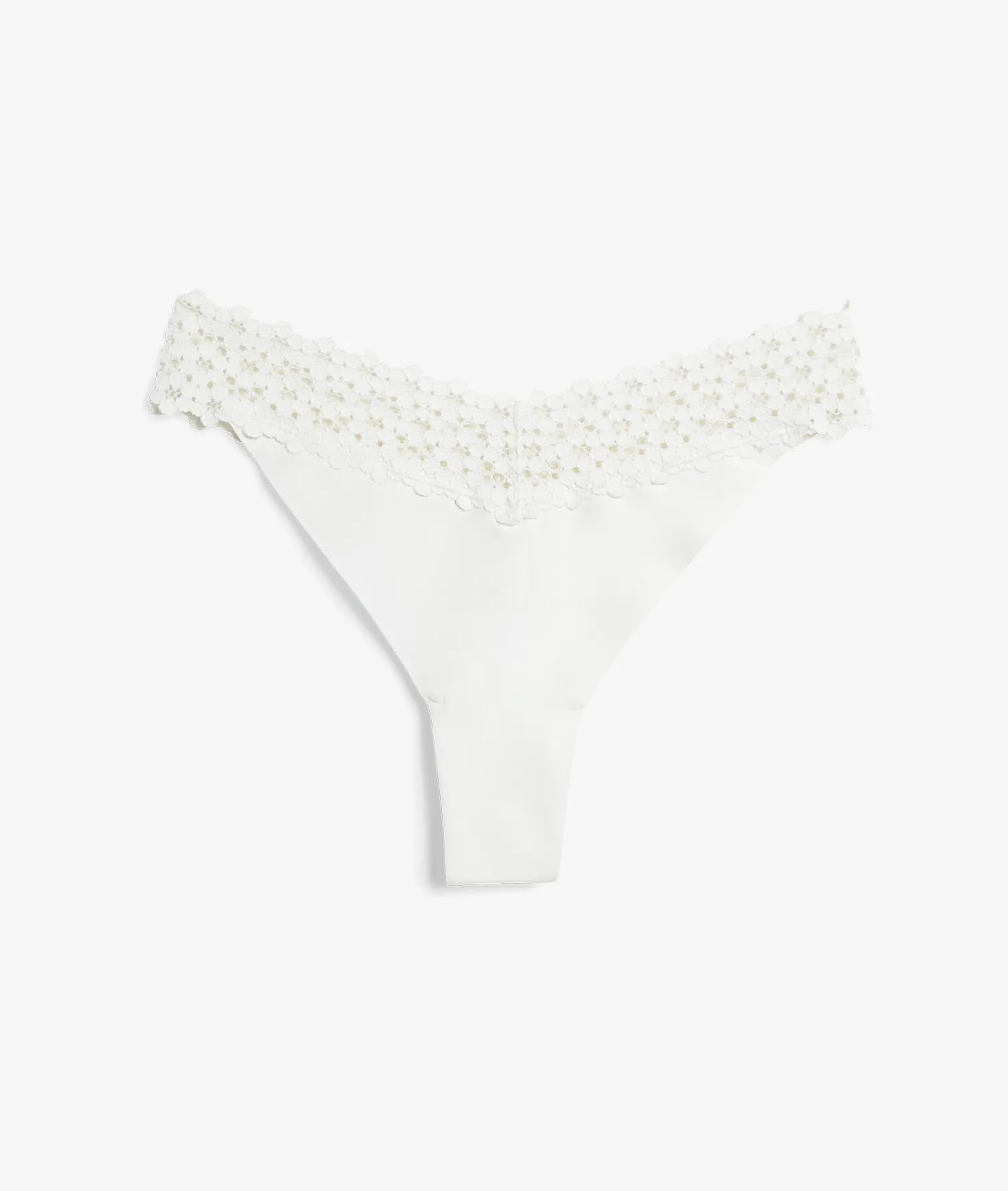 Etam Microfiber And Lace Thong WHITE New